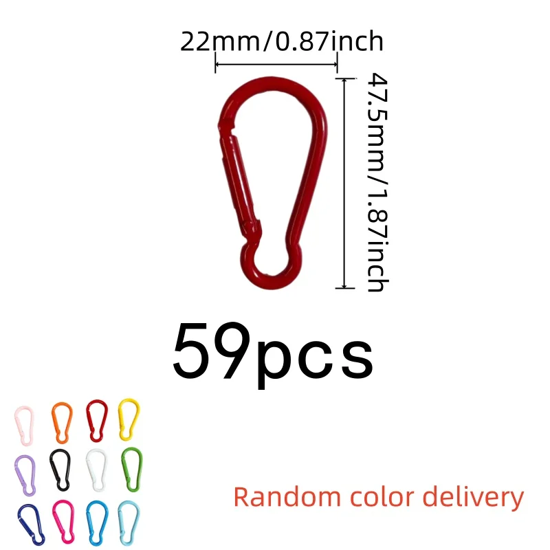 Gourd Shape Design Pastel Carabiner Clips 59 pcs, perfect for Backpack Gear Hanging, Random Macaron Colors