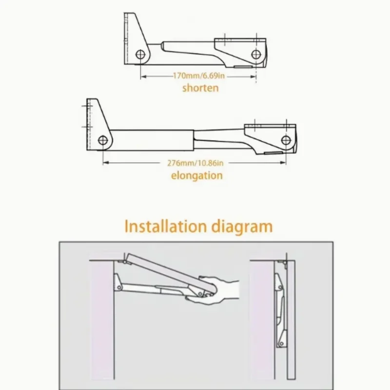 알루미늄 합금 자동 잠금 텔레스코픽 지지대 모터홈 도어 주방 카운터 테이블 확장 지지대 HFX31