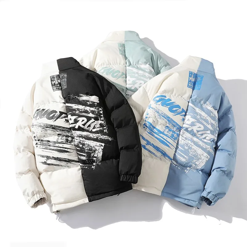 معطف سترات مبطن بألوان متعددة من Streetwear للرجال مطبوع عليه جرافيتي كاجوال سميك ودافئ للكلية للرجال