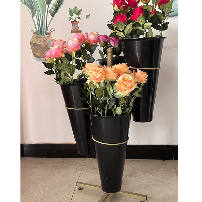 

Вращающаяся стойка Wow, цветочный магазин, стеллаж из кованого железа, многослойная полка для демонстрации цветов с имитацией цветов