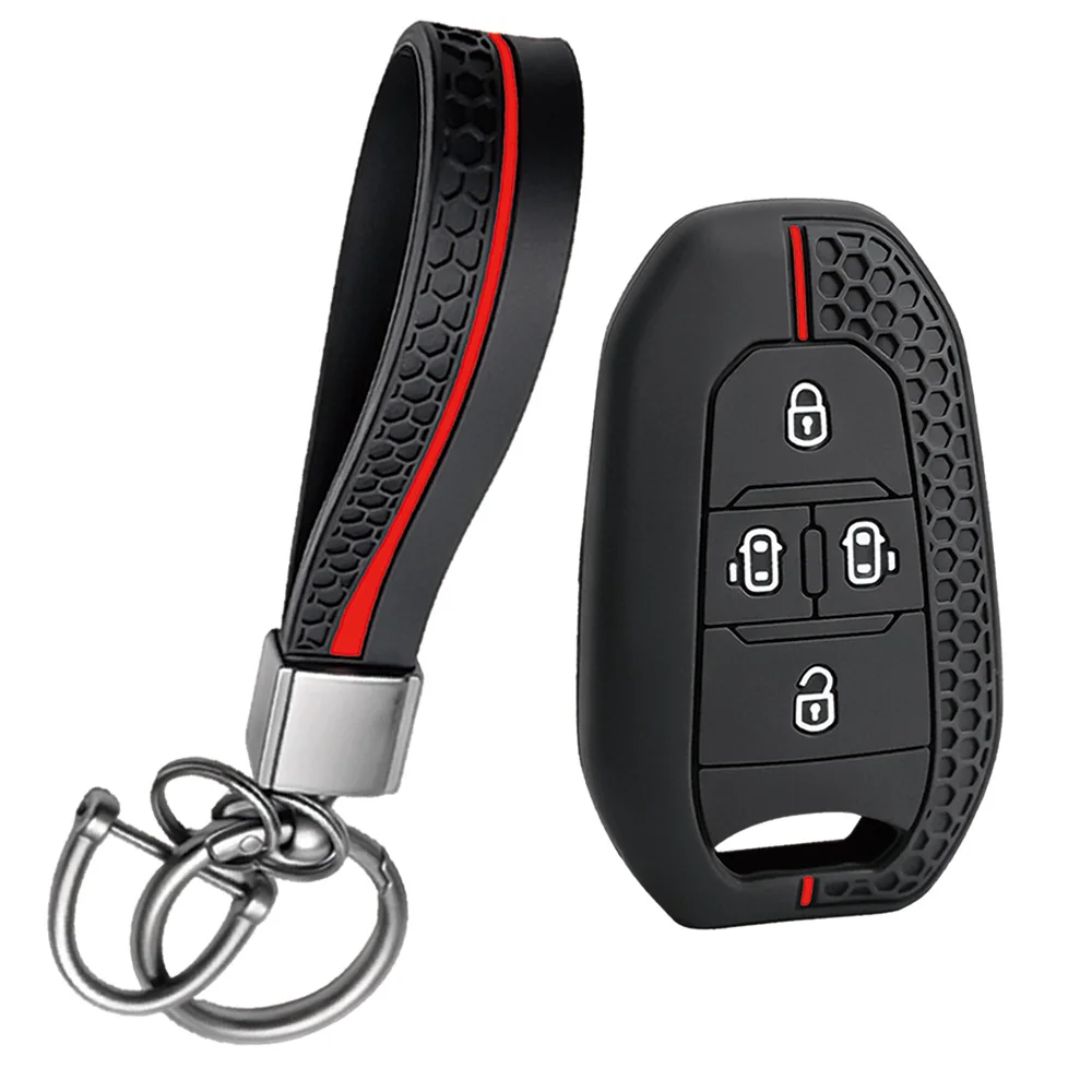 For Peugeot Expert Traveller For Citroen Spacetourer Jumpy Dispatch silicone car key fob cover with wrist strap and key ring