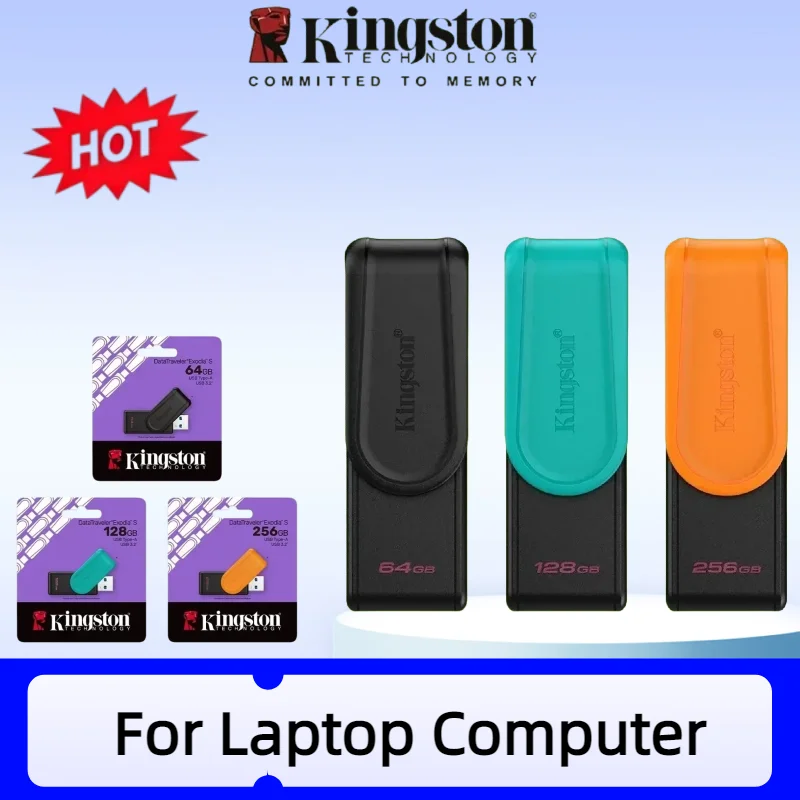 Kingston Data Traveler Exodia S USB Flash Drive 64GB 128GB 256GB USB 3.2 Gen 1 Pen Drive Black DTXS Flash Drive for Computer