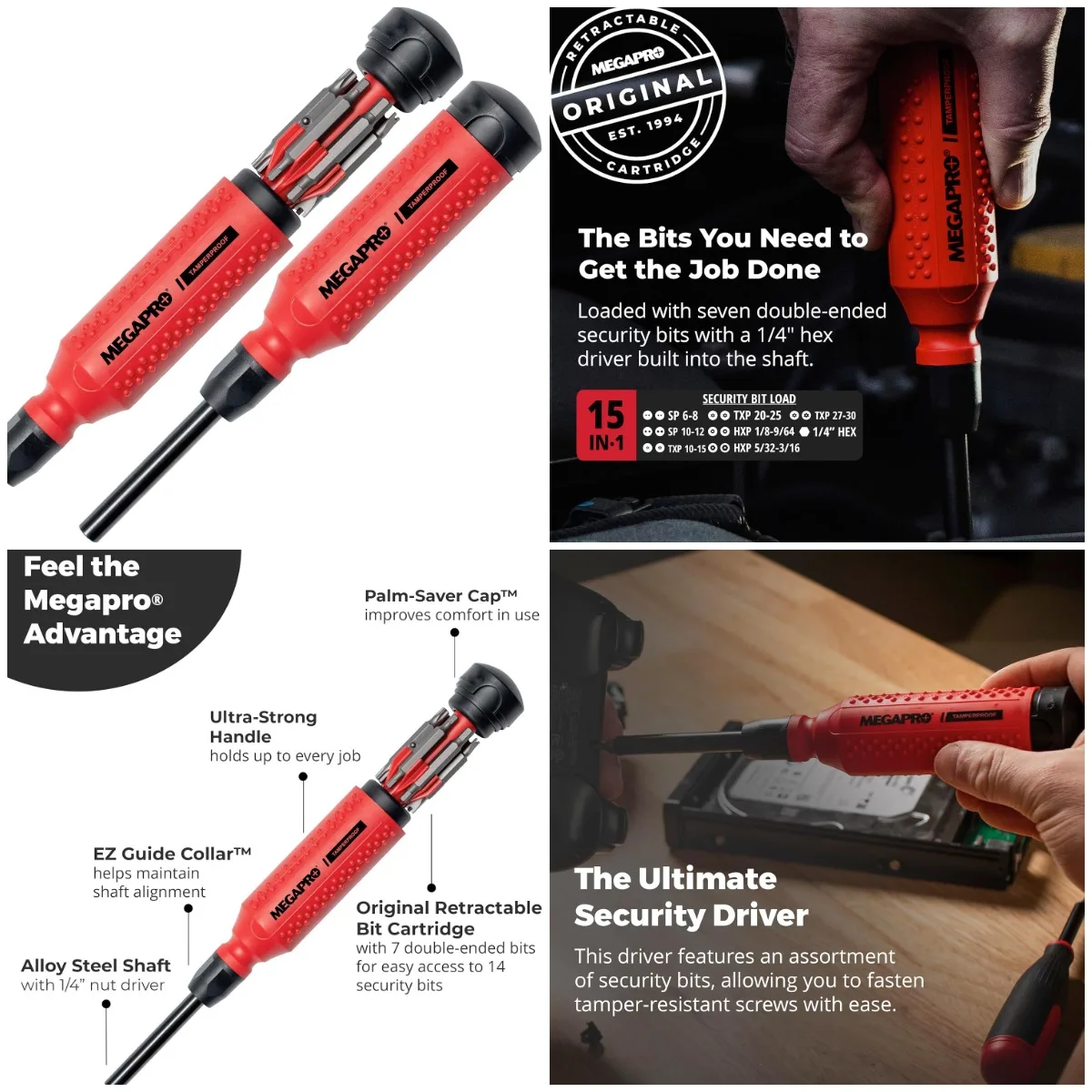 

Tamperproof Security Screwdriver Set | ¼” Hex Shaft | Multi-Bit, Torx, Spanner | Compact & Durable