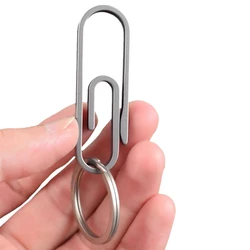 CNC made Unique creative design biker TC4 Ti titanium Oval paper clip U hook clip Carabiner Keychain EDC Tool DIY
