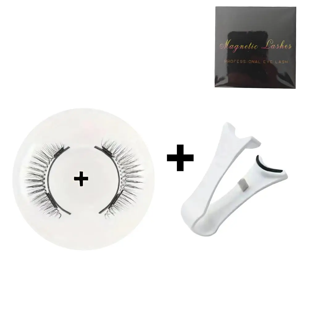 

New Magnetic Eyelashes Set 1 Pair Reusable No Glue Needed False Eyelashes with Magnetic Tweezers Curly Faux Lashes Makeup Tool
