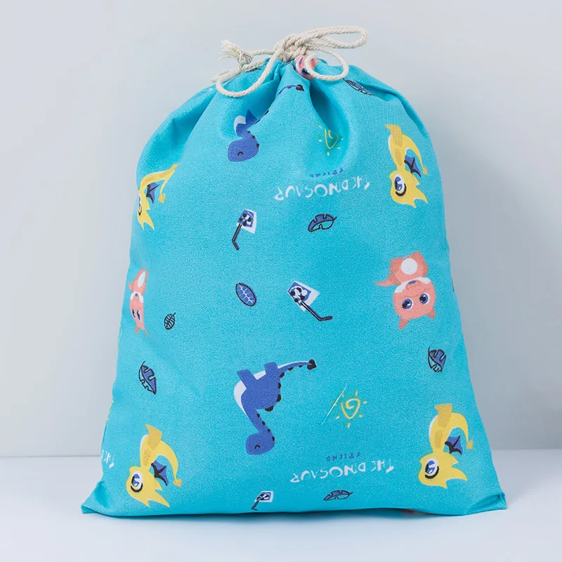 Dinosaur Print Drawstring Underwear Shoes Bag Travel Pouch Travel Cosmetic Storage Bags Sundries Organizer Cotton Linen Bag