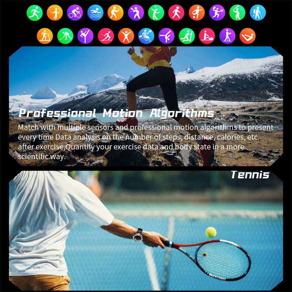 นาฬิกาอัจฉริยะสำหรับผู้ชายระบบสายรัดข้อมือฟิตเนสกันน้ำแบตเตอรี่ขนาดใหญ่800mAh IP68ได้สำหรับกีฬากลางแจ้งรุ่นใหม่