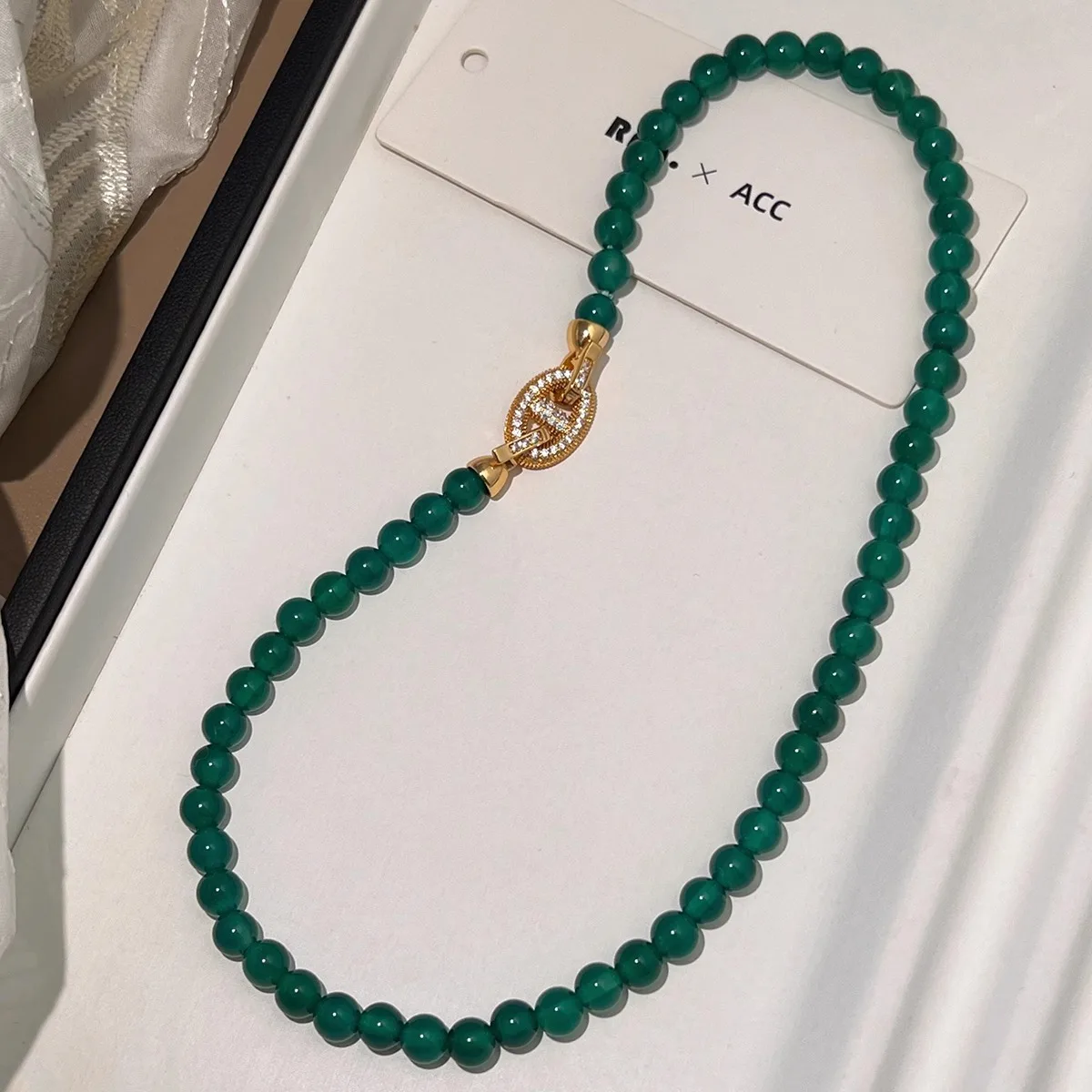 Neue Ankunft 100% Natürliche Grüne Chalcedon 14K Gold Gefüllt Weibliche Perlen Kette Halskette Förderung Schmuck Für Frauen Geburtstag geschenke – Detail 6