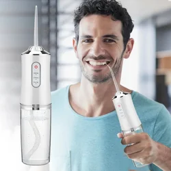 Oral Irrigator Portable Dental Water Flosser USB Rechargeable Water Jet Floss Tooth Pick 4 Jet Tip 220ml 3 Modes IPX7 1400rpm