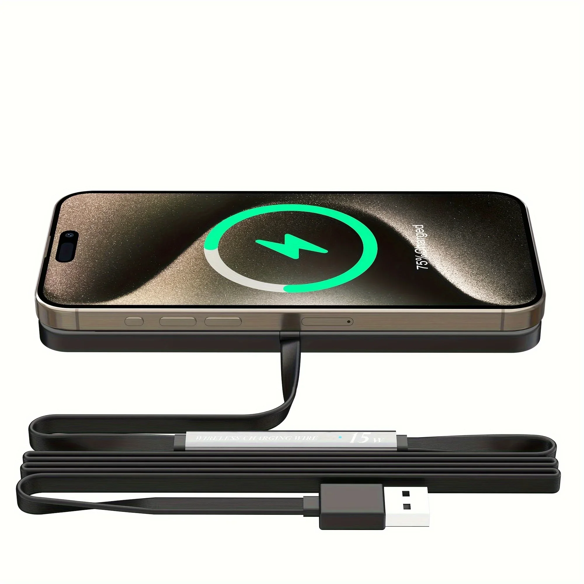 Chargeur de voiture sans fil Qi 15 W avec USB compatible avec iPhone 16/15/14/13/12/11, Samsung et tous les appareils compatibles Qi