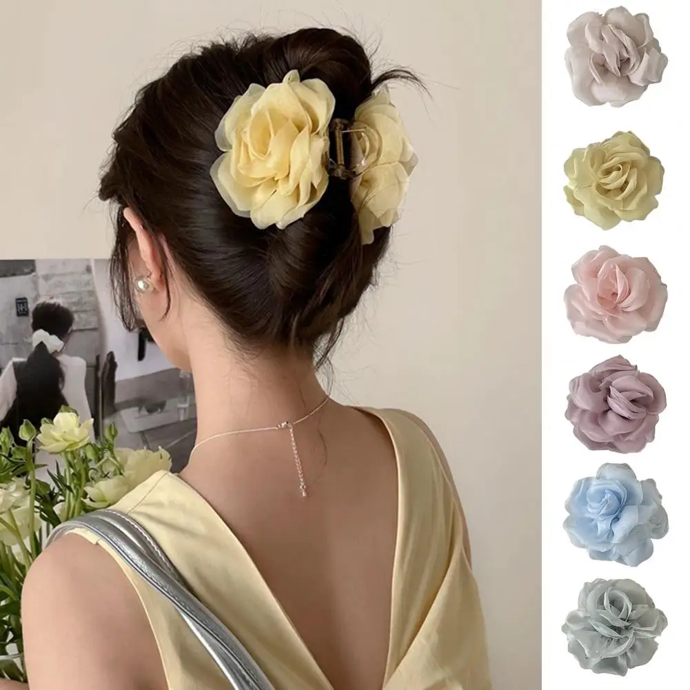 

Fashion Hair Claw For Women Elegant Ponytail Clip Sweet Flowers Hair Clips Headdress Hair Accessories 3D Flower