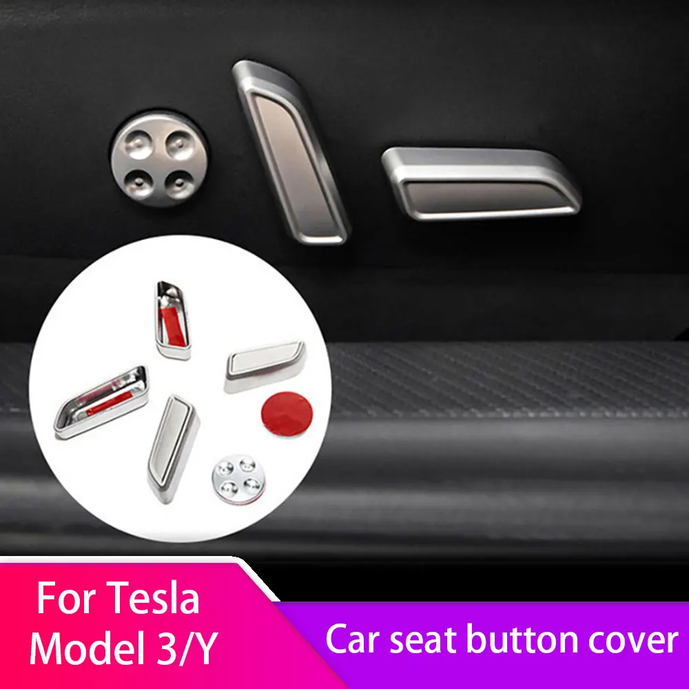 

For Tesla Model 3 Y 2017-2023 Carbon Fiber ABS Car Front seat button cover 6PCS