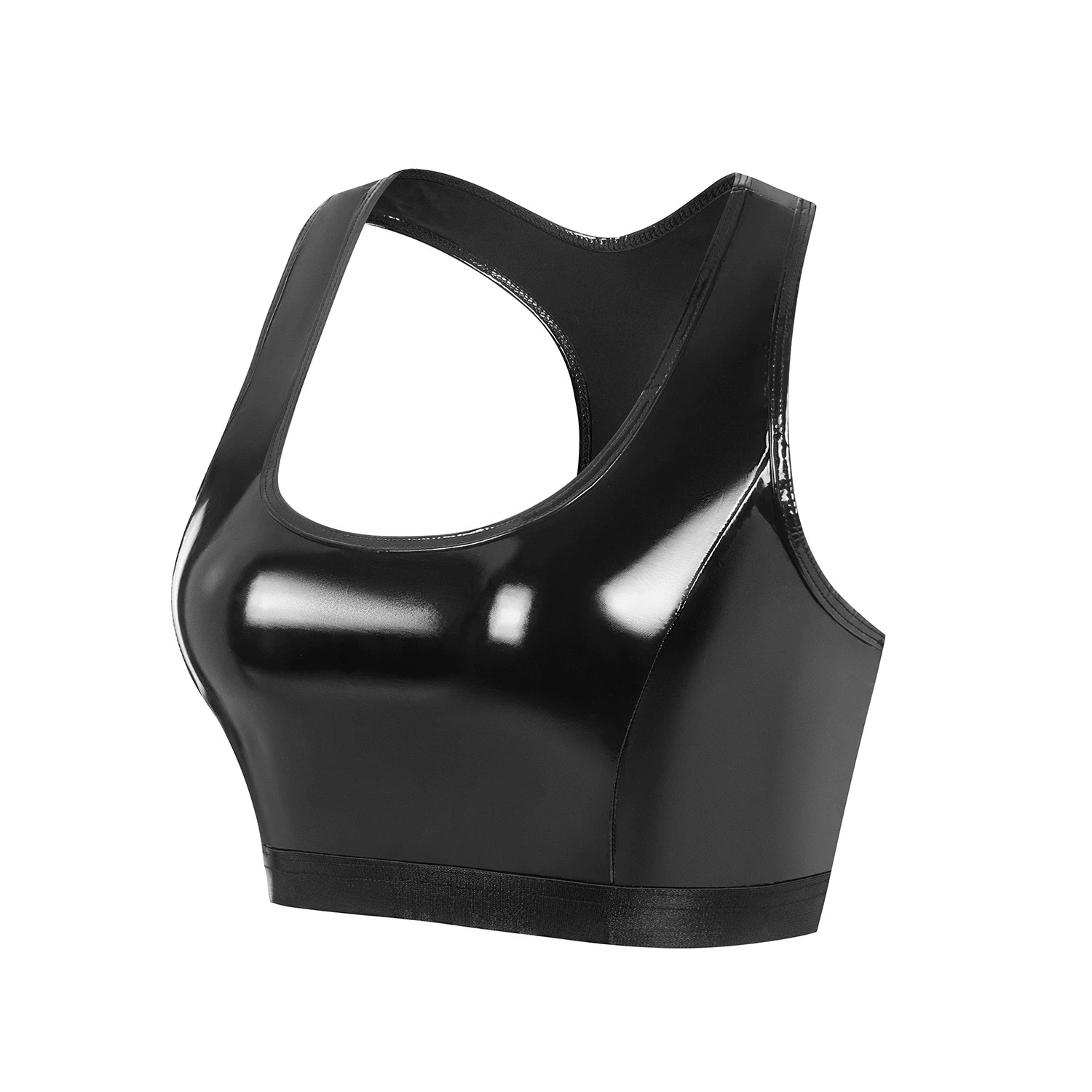 

Бюстье-майка из ПВХ с мокрым эффектом, блестящий укороченный топ без рукавов из искусственной кожи, жилет на молнии, майки, сексуальная клубная одежда, укороченный топ, размеры S-3XL, жилет