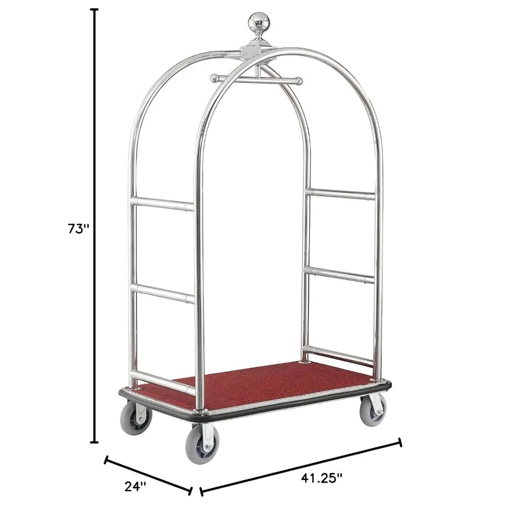 Carrello Bellman in acciaio inossidabile Curved Uprights6 "ruote in gomma, telaio tubolare in acciaio inossidabile è rinforzato a croce per rinforzo