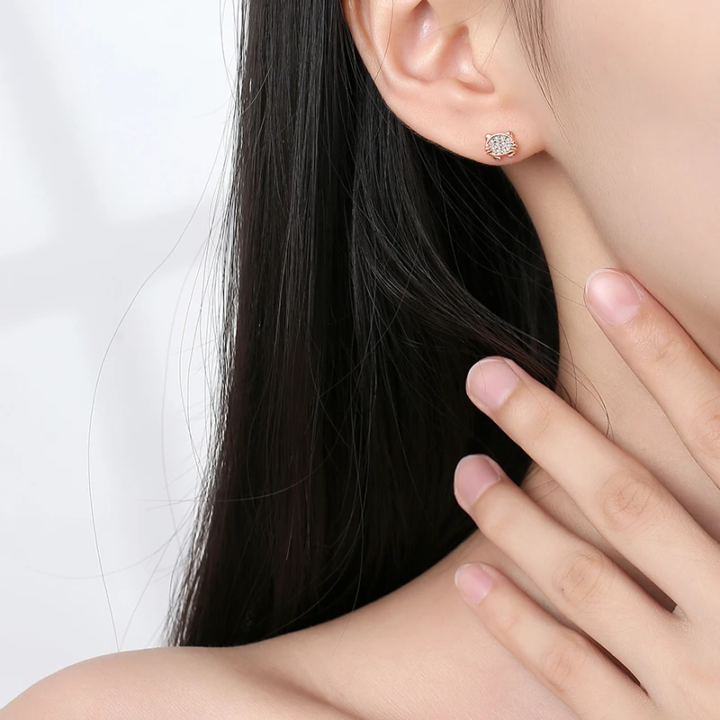 925 Sterling Silver Simple Kitten Earrings For Female Temperament Niche Premium Cute Tiny Cat Fine Girls Ear Jewelry Party Gift