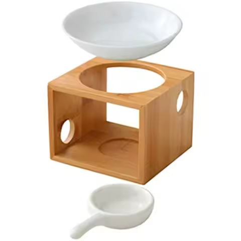 1pc Tealight Essential Bamboo Aromatic,Arom Essential Oil Burner Diffuser,Tea Light Candle Holder Aromatherapy Oil Warmer