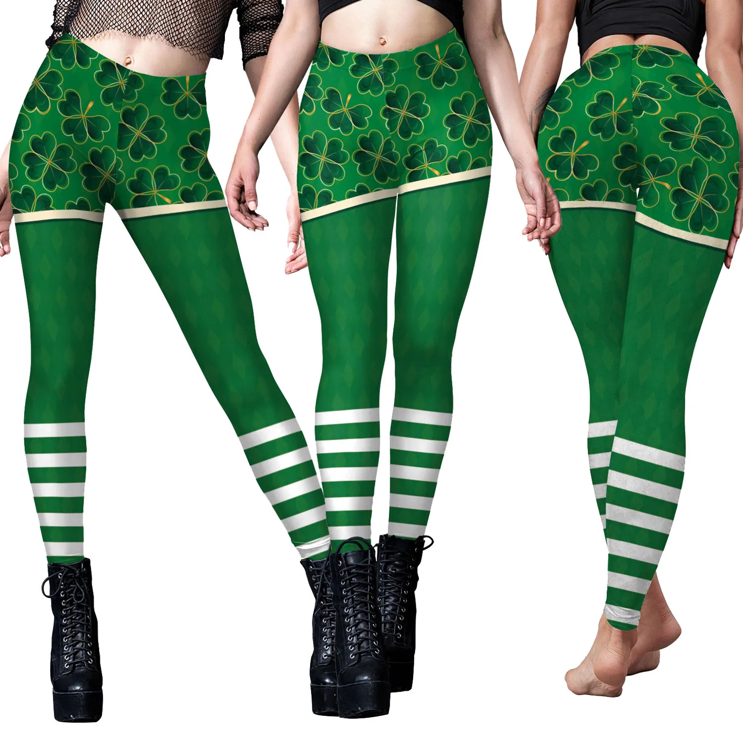 New St. Patrick's Day Leggings Green Clover Ireland Cosplay Sexy Leggin Tights Push Up Fitness Women Irish Festival PartyPants