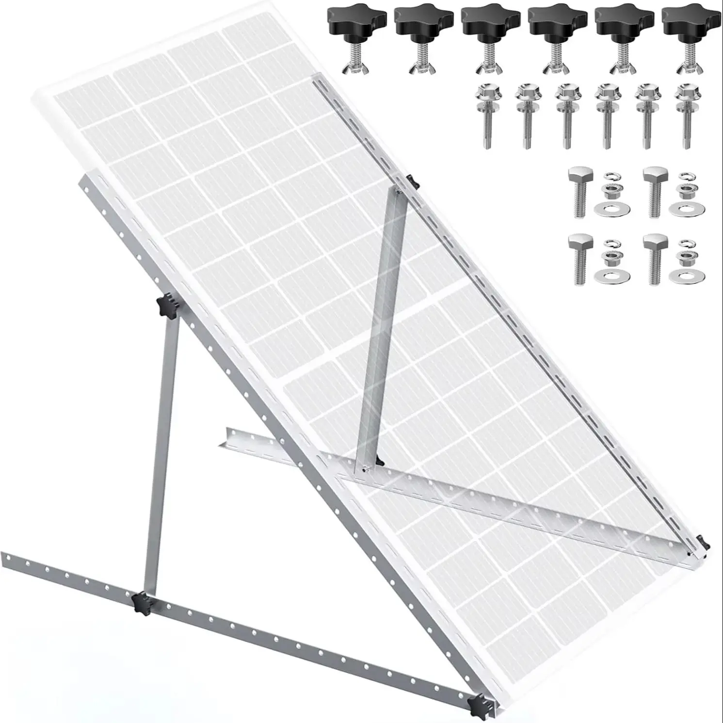 RVPOZWER 4-teiliges Set Verstellbare Solarmodul-Halterung 47 Zoll mit Klappbaren Neigungsverstellbaren Beinen für Dachmontage an Autarken Wohnmobilen und Booten