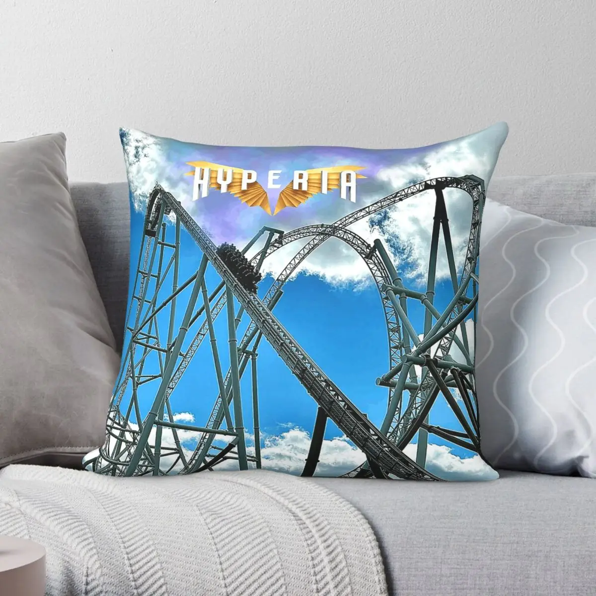 Funda de almohada cuadrada Thorpe Park Hyperia, funda decorativa para cojín de sofá con cremallera, de poliéster, lino y terciopelo, estampada