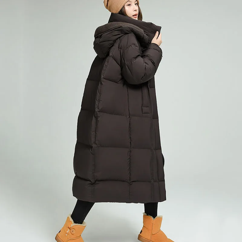 Verdickte warme Kapuze Damen Daunenjacke 2025, neuer Winter, lose 90 Entendaunen, hochwertige Damen-Daunenjacke, Parker-Mantel H724