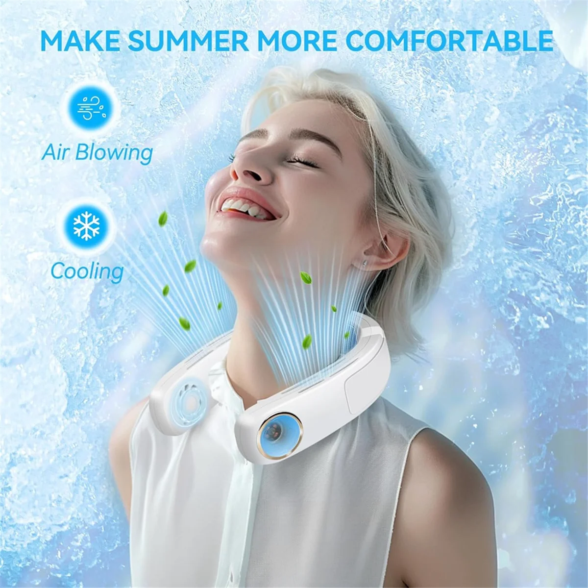 

Neck Fan Neck Air Conditioner Portable Neck Fan Rechargeable Bladeless Neck Fans That Blow Cold Air Personal Cooler White