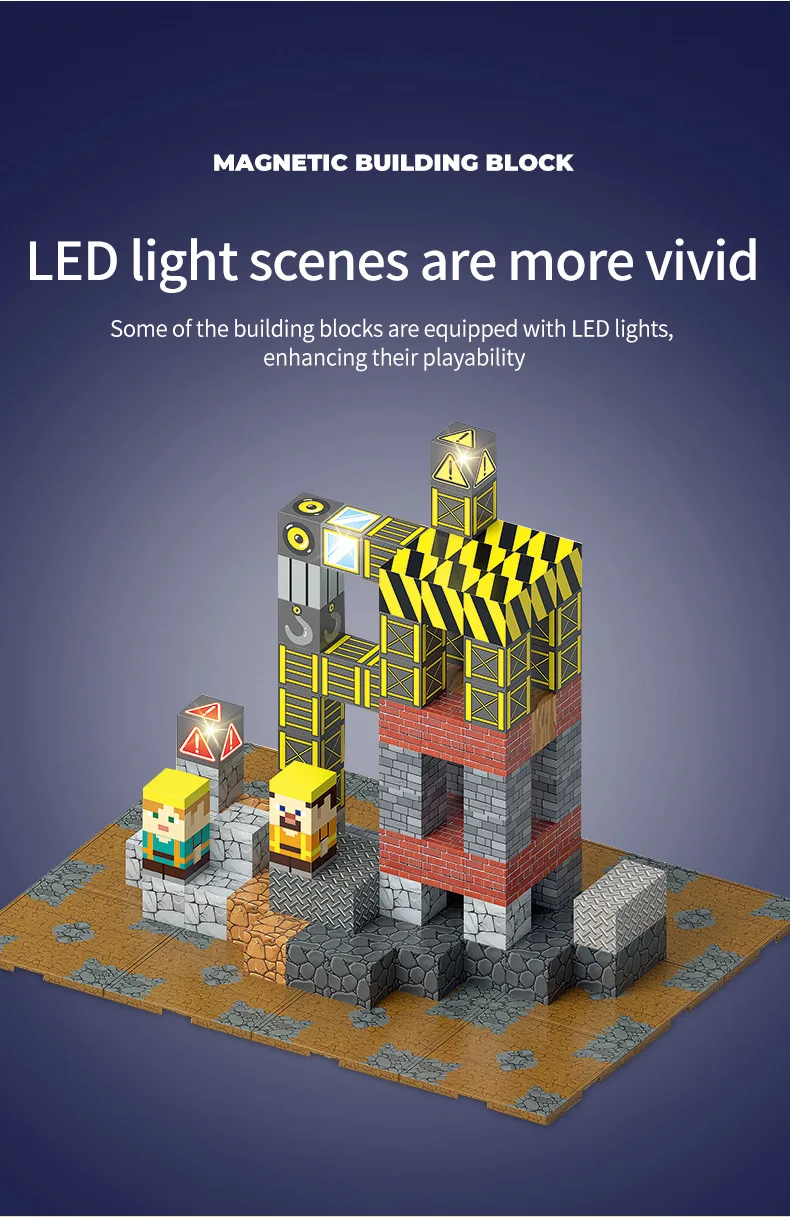 مكعبات بناء مغناطيسية مع مركبات البناء ألعاب مكعبات التراص الحسية من مونتيسوري للأعمار من 3 سنوات فما فوق هدايا للأولاد والبنات