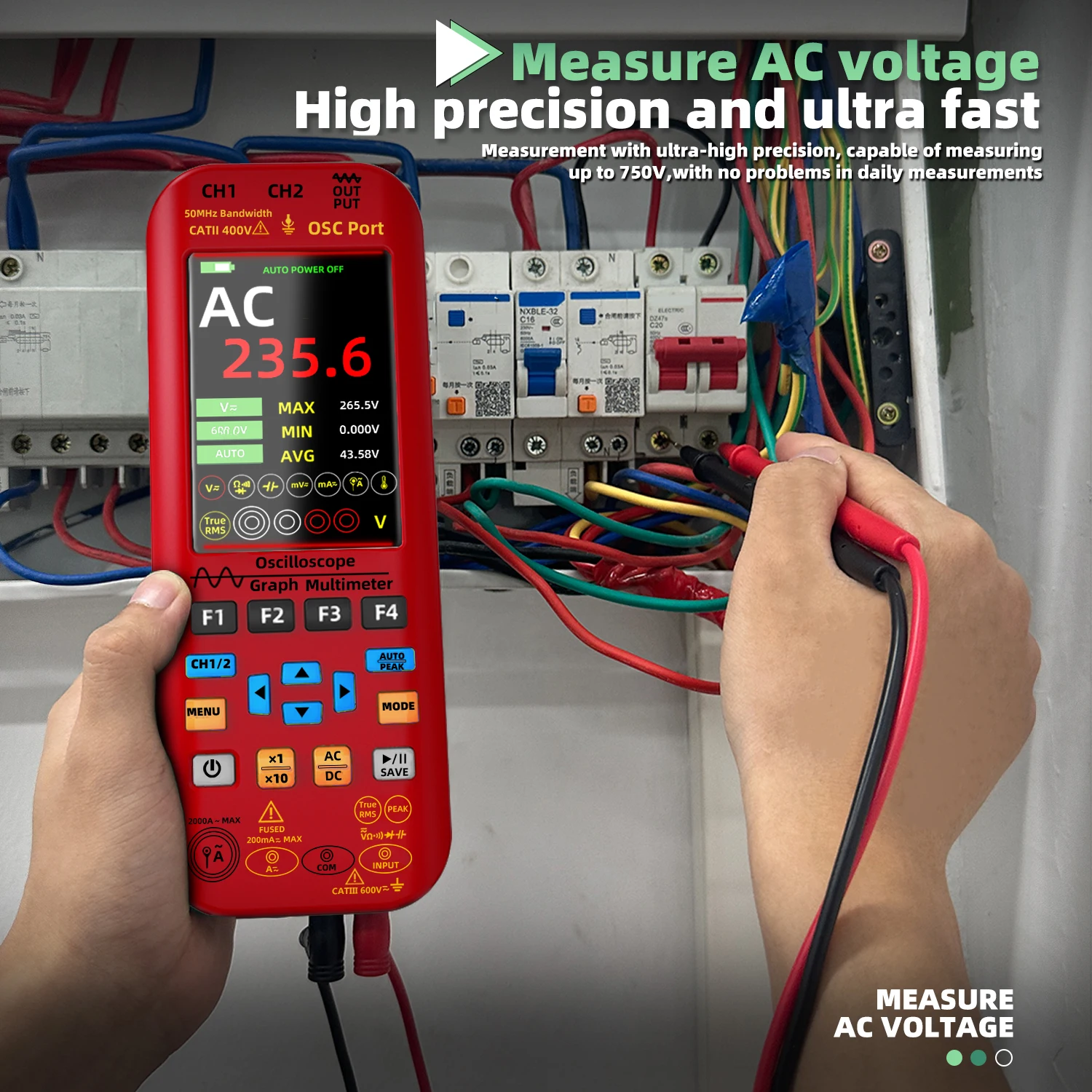 BSIDE NEW Handheld Oscilloscope Digital Multimeter+Function Signal Generator 3-IN-1 Dual Channel 50MHZ*2 250MS/s Graphic Meter