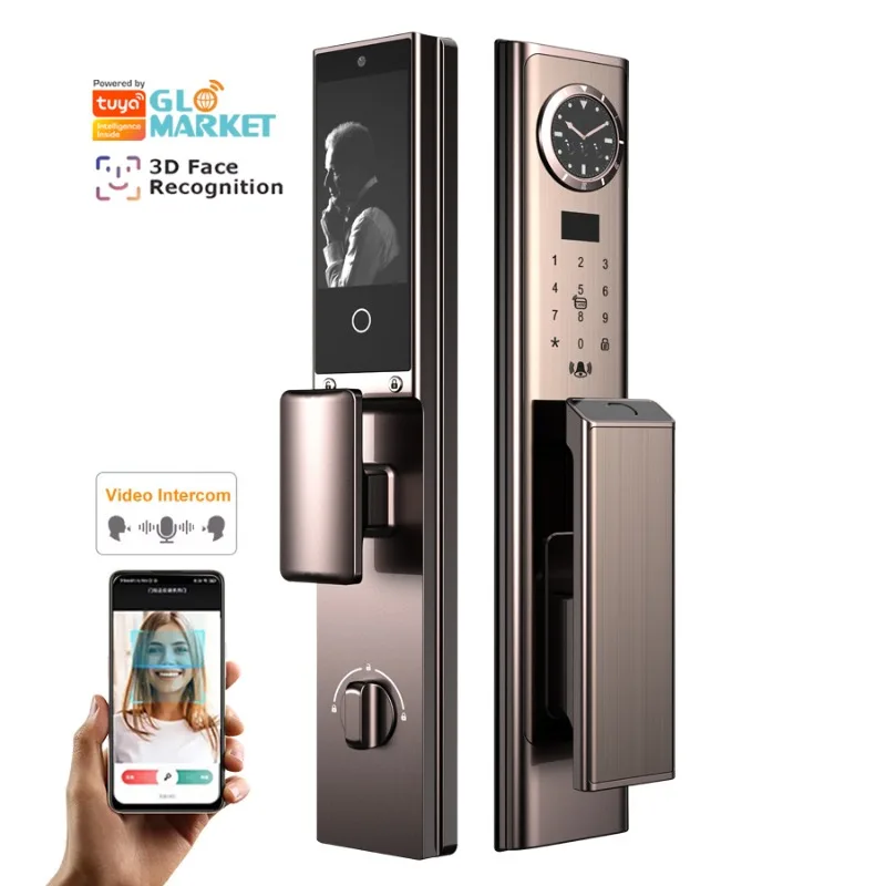 3D facial recognition smart door lock automatic biometric identification card Wifi application security fingerprint digital lock