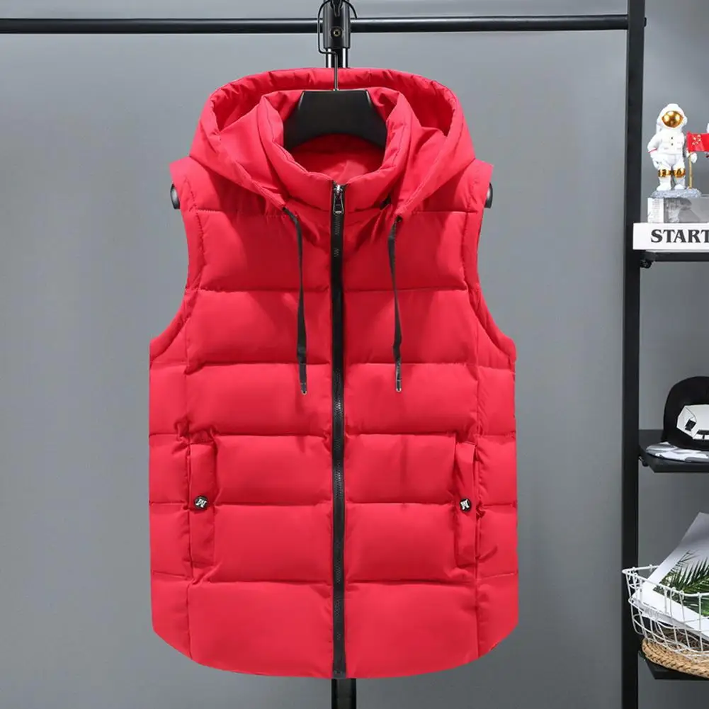 

Mens Jacket Sleeveless Vest Hooded Fashion Casual Coats Male Cotton-Padded Men's Vest Men Zipper Waistcoats Plus size