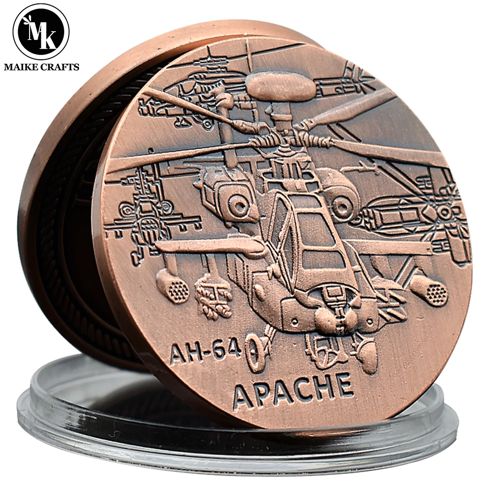 American AH-64 Armed Helicopter Apache Commemorates Coin Metal Military Crafts Collectibles Challenge Coin Gift