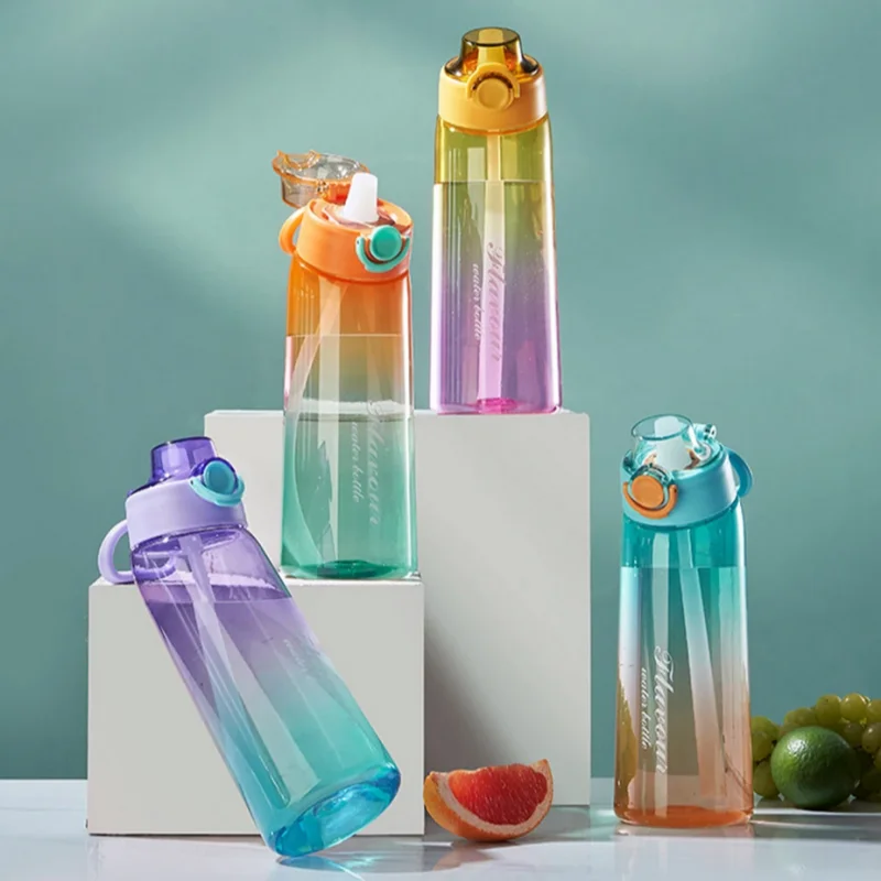 900 ml duftende Wasserflasche, Trinkflasche mit Luftgeschmack und Geschmackspullen, Outdoor-Sport, Duft-Wasserbecher, Strohhalmbecher für Reisen