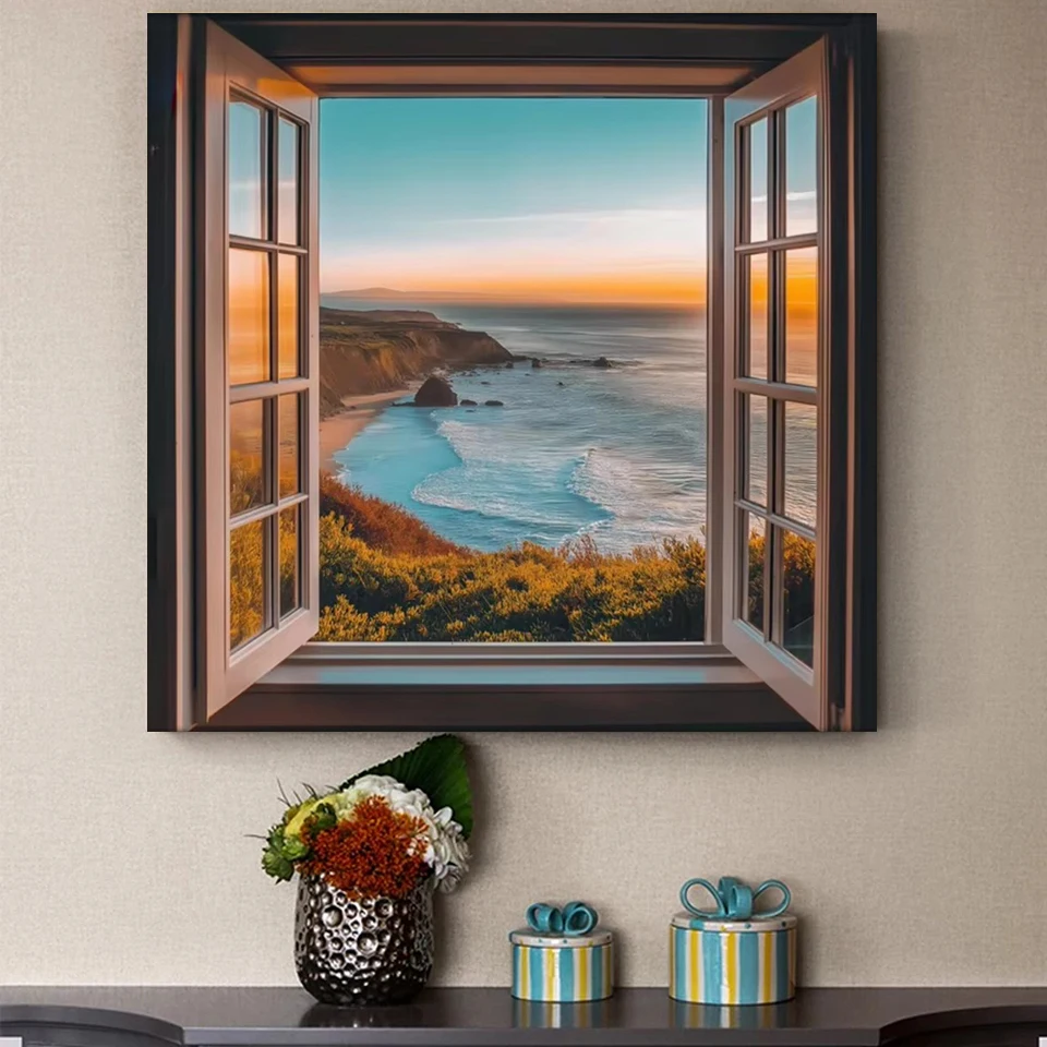 5D DIY Diamond Painting Art Modern Stereoscopic Visual Effects Window Scenery Mosaic Embroidery Kit Cross Stitch Home Decor