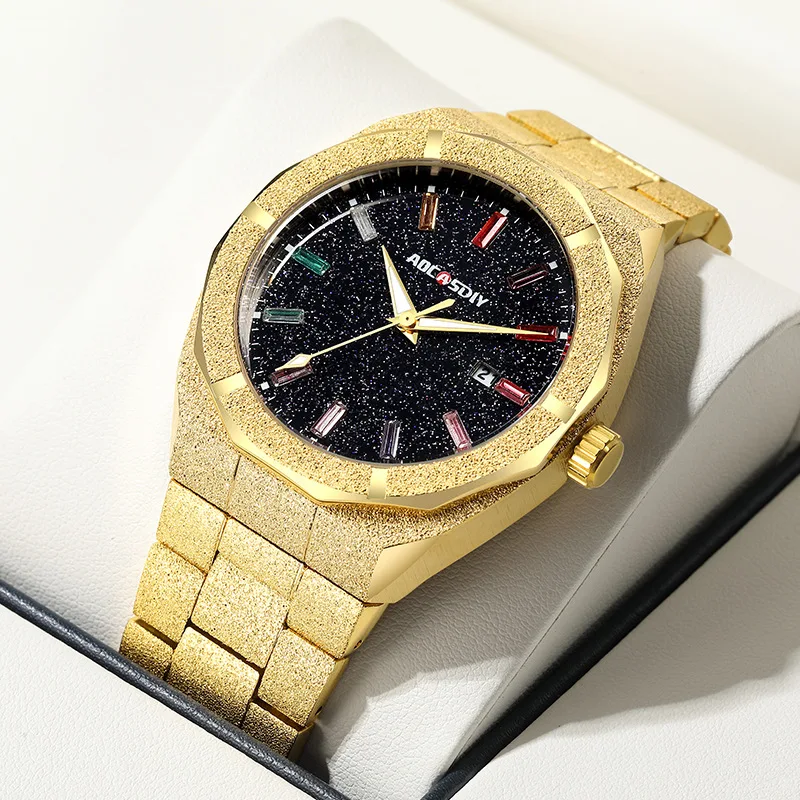 Watch Men European and American Style High-End Luxury Full Diamond Starry Sky Waterproof Steel Male Fashion Quartz Clock Watches