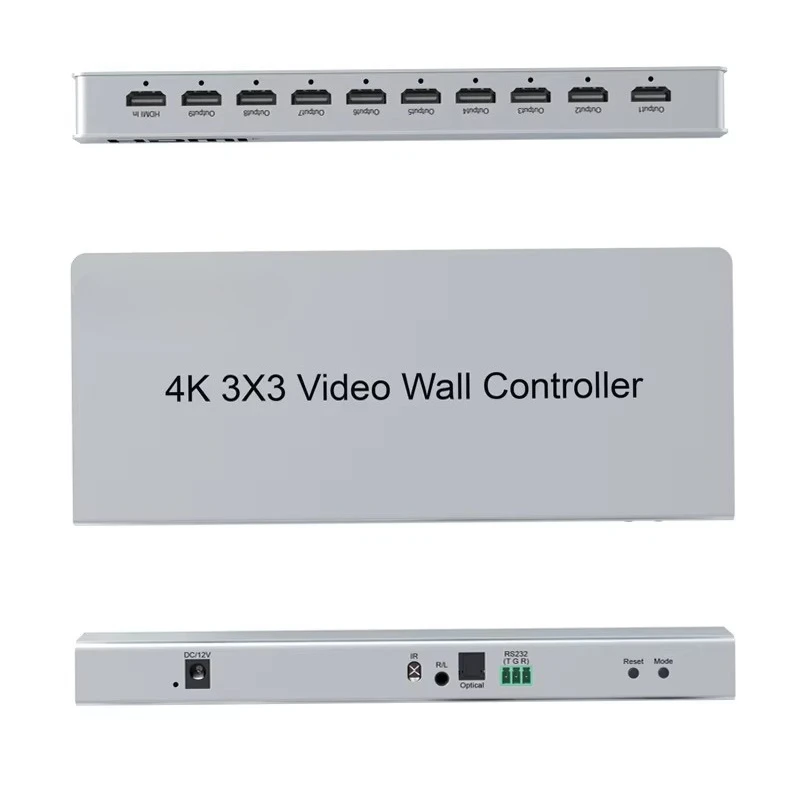 4K 3x3 HD Video Splicer Controller 1-Way Input 9-Way Output Splitters Converters High Definition Television Splicing