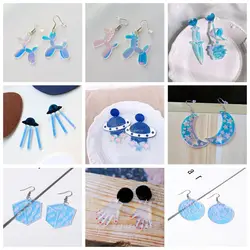 YAOLOGE New Discoloration Moon Human Face Hand Flower Geometric Acrylic Earrings for Women Girls серьги des boucles d'oreilles