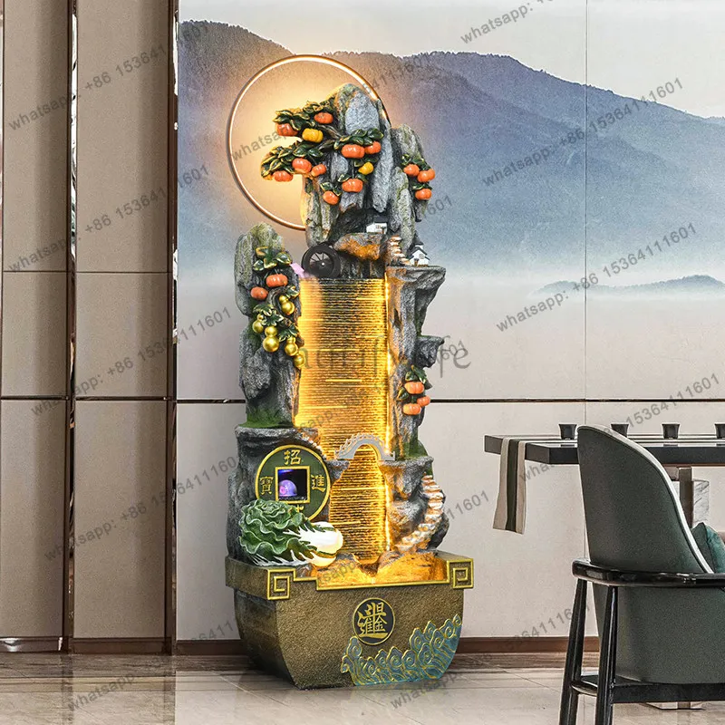 Alpine flowing water generates wealth Circulating water curtain wall ornament Living room decoration fountain landscape