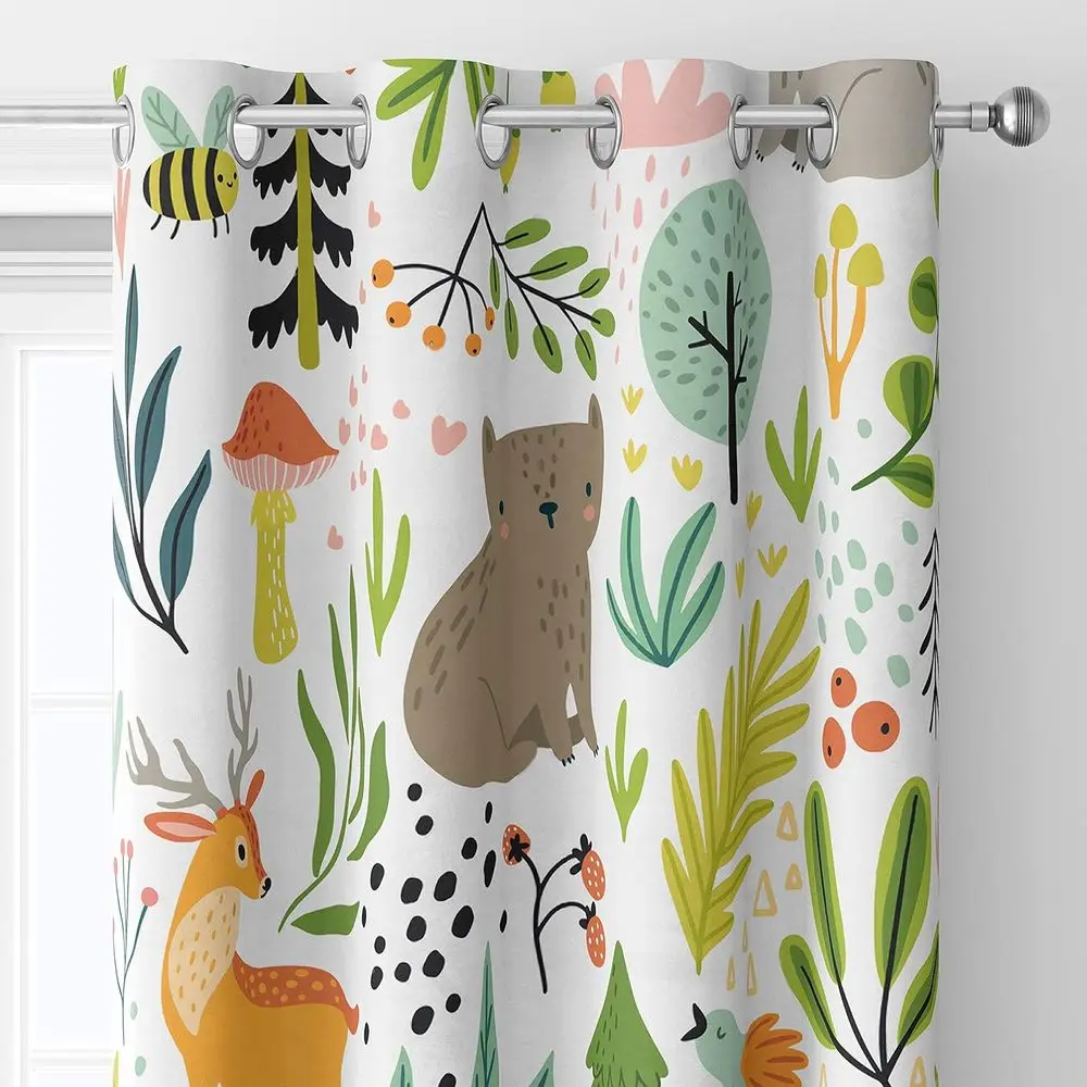 Wildlife and Nature Themed Blackout Curtains for Kids' Bedroom or Living Room - 85x85 inches