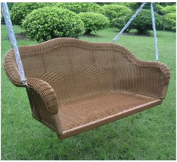 International Caravan Furniture Piece Resin Wicker Hanging Loveseat Swing