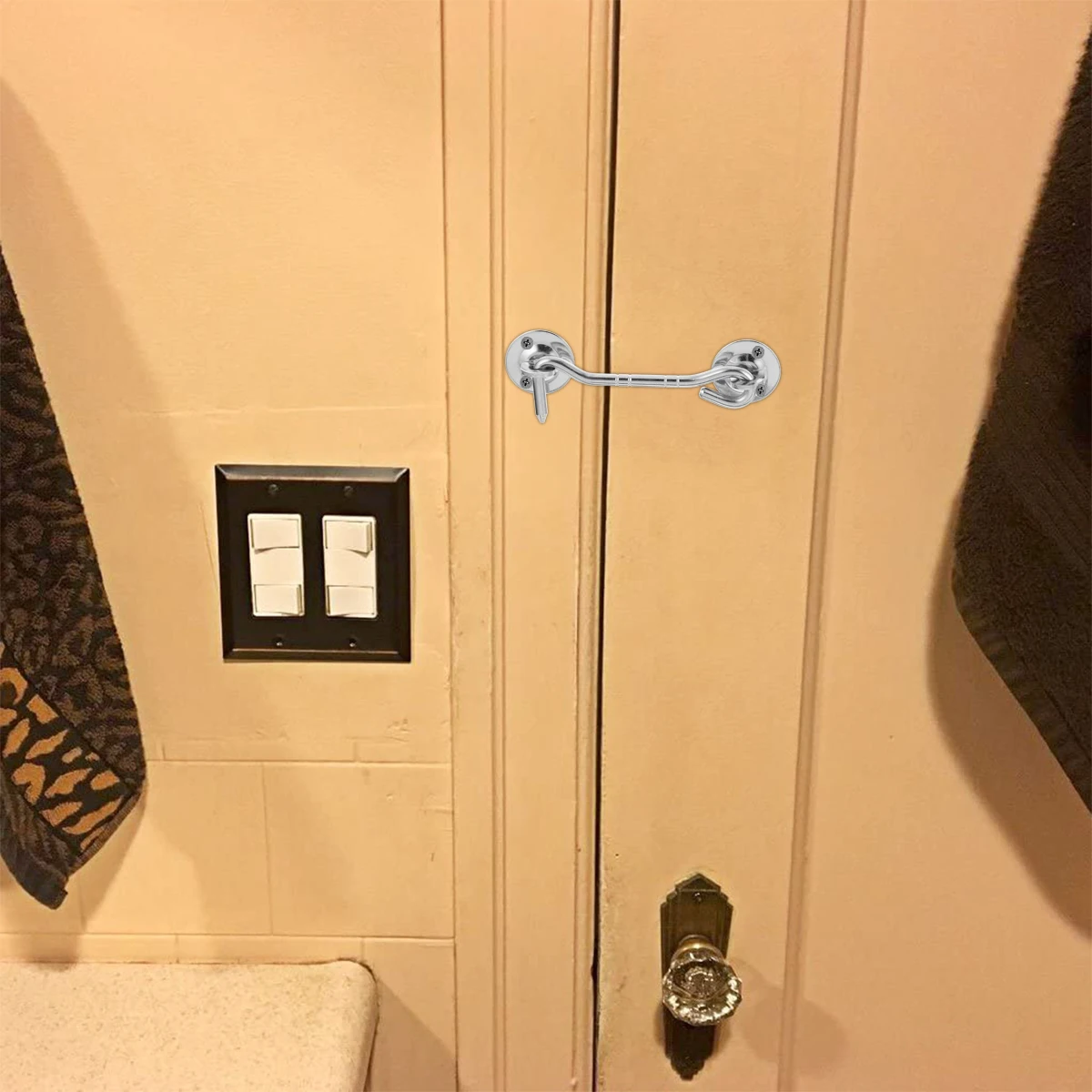 

2Pcs Durable Stainless Steel Window Hook Windproof Old-Fashioned Window Lock Hook Strong Practical Smooth Surface for Doors and