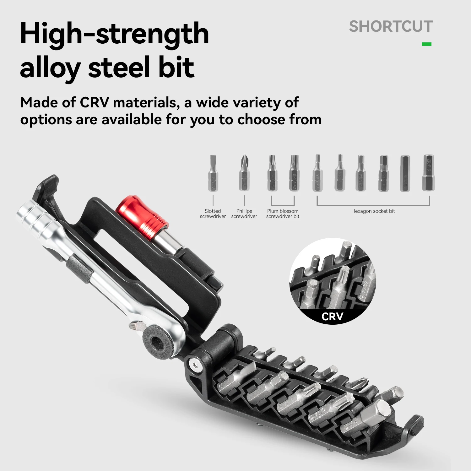 ROCKBROS Bike Folding Ratchet Tool Portable Two-Way Magnetic Ratchet Wrench Quick Connect Rod Multifunctional Bicycle Repair Kit