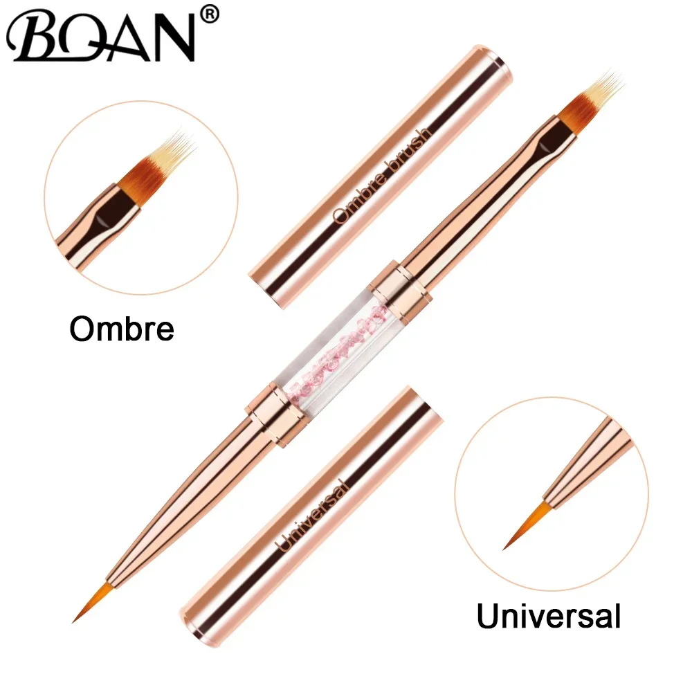 Black Double Head Crystal Handle Drawing Brush for Nail Art
