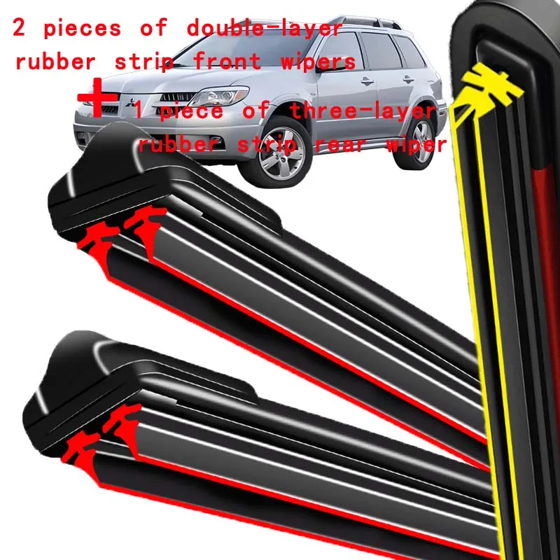 

For Mitsubishi Outlander MK1 2003-2007 2004 2005 2006 Wiper Front & Rear Wiper Blades Windshield Windscreen Window 22"+19"+14"
