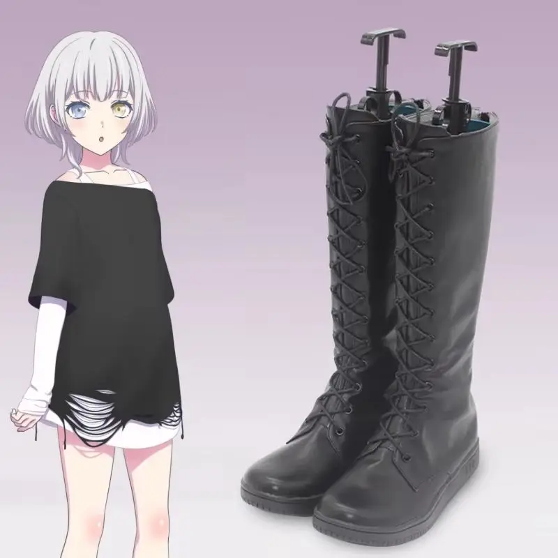 

Anime BanGDream It's MyGO Cos Kaname Rana Cosplay shoes Women Daily Lace-Up Black Fashion customize rock boots