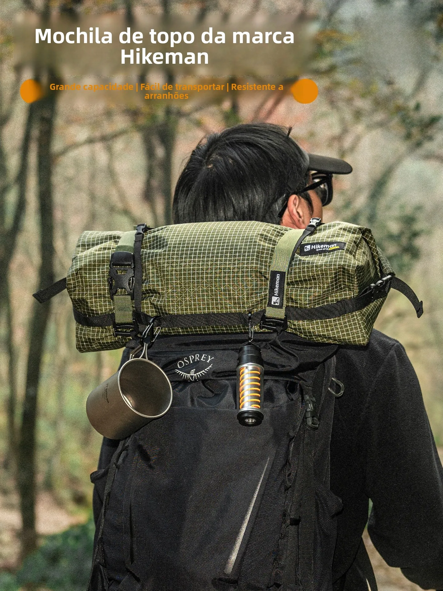Mochila de Escalada Hikeman: Saco de Expansão Superior em Dyneema para Armazenamento Multifuncional de Saco de Dormir e Barra...