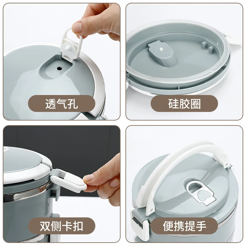 304 Stainless Steel Insulated Lunch Container Multi-Layer Portable Bento Box with Secure Lock Clasps Thermal Food Lunch Bucket - view 5