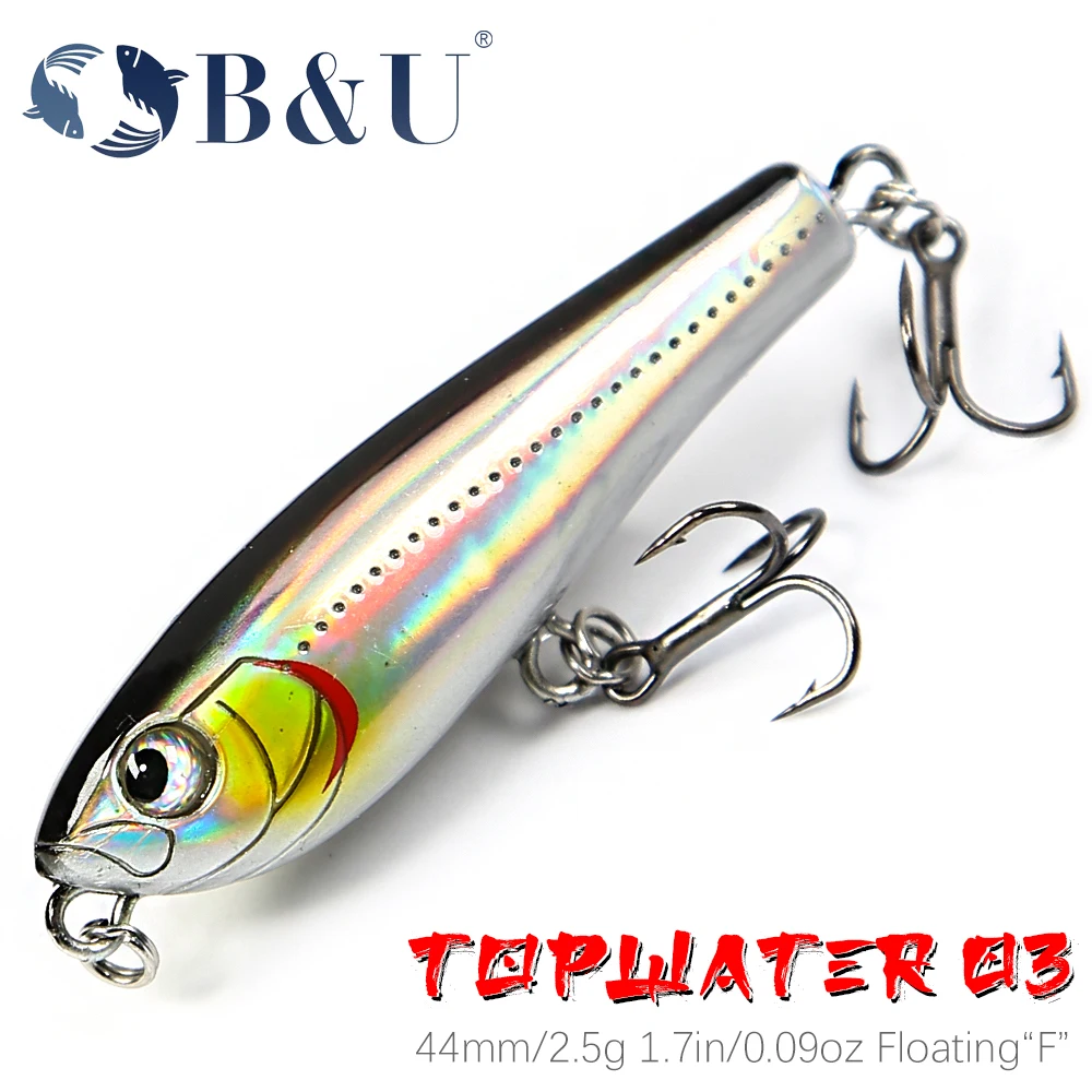 

B&U-Pencil Fishing Lure, Hard Surface Floating Bait, Saltwater Lures for Fishing, Seabass Perch, 44mm, 2.5g
