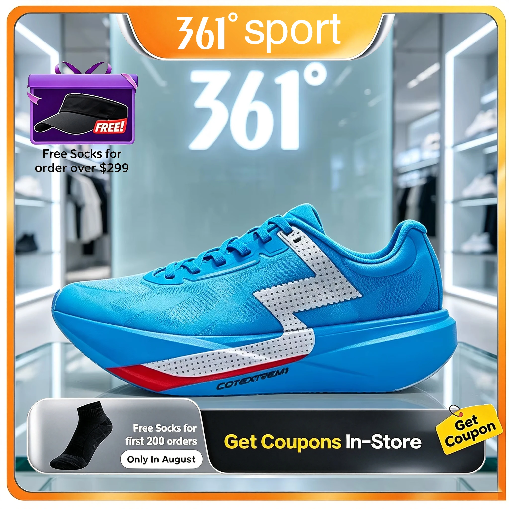 361 MEGA3 Pro Herren-Sportschuhe, stoßdämpfend, atmungsaktiv, plattenfrei, für Straßenlauf und Training