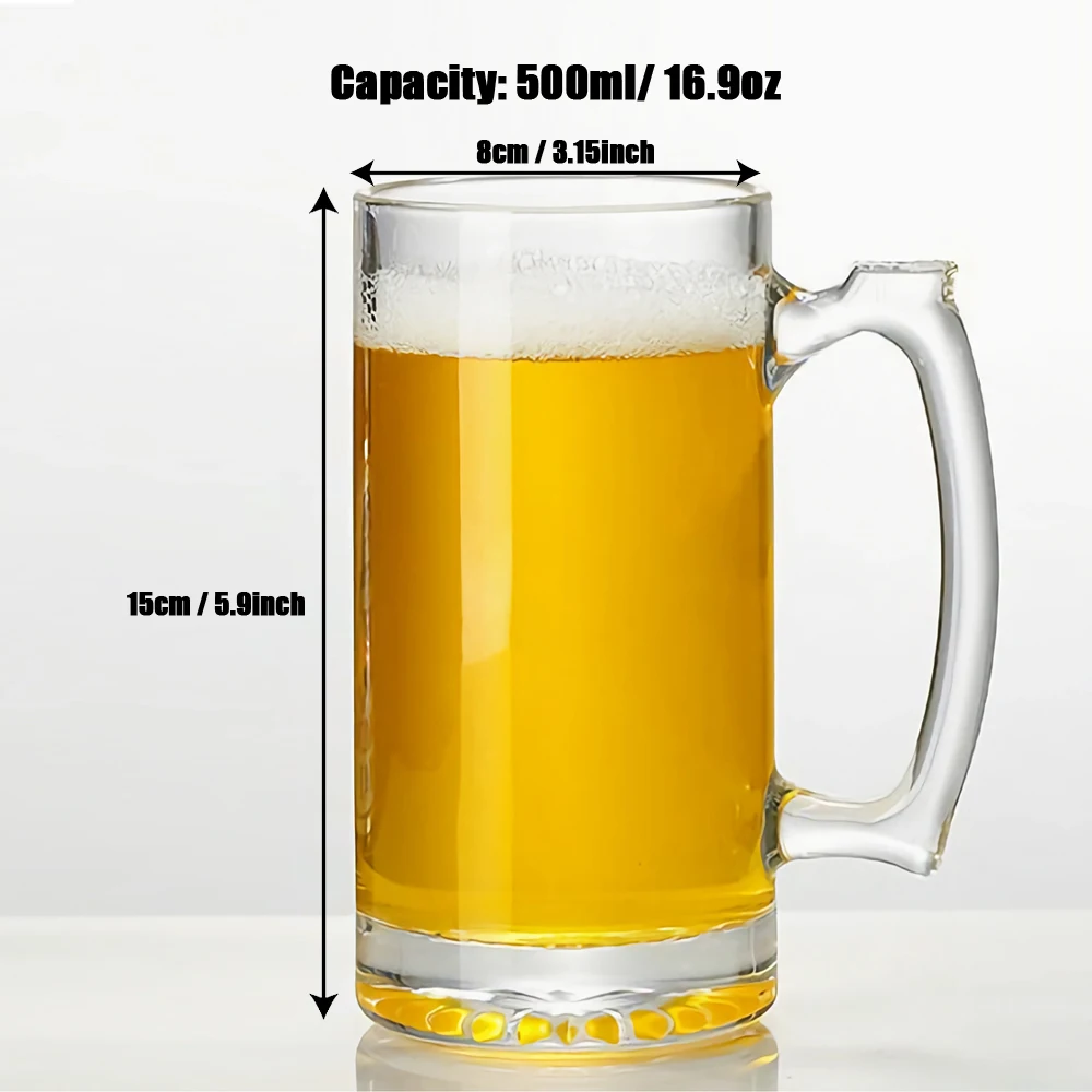 Personalized Beer Glass 500ml/16.9oz Mug Beer with Handle Laser Engraved Custom Beer Glass for Birthday Gifts, Christmas Gifts view 4