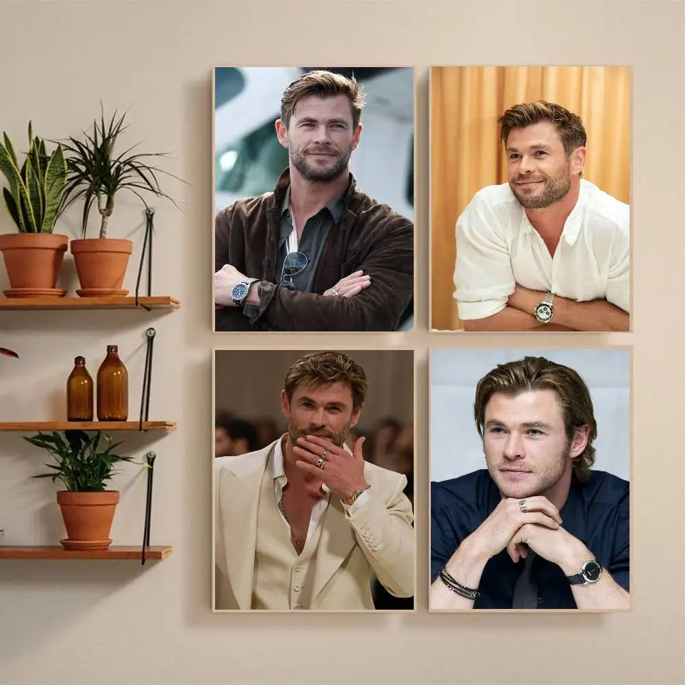 Actor C-Chris H-Hemsworth  Poster Self-adhesive Art Waterproof Paper Sticker Coffee House Bar Room Wall Decor