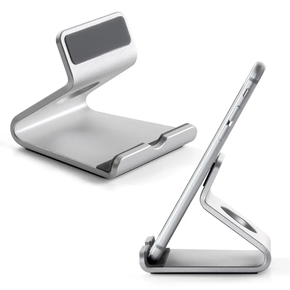 

5mm Aluminum Z Shape Phone Tablet Stand Unibody Construction Non-Slip Base Stable for Fit iPhone 15 14 Pro iPad Samsung Tab